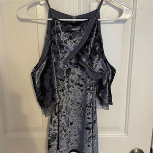 Velvet and Chiffon Cold-Shoulder Tank Top